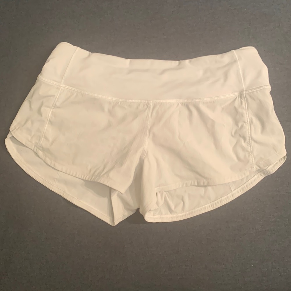 White Lululemon Speed Up Shorts